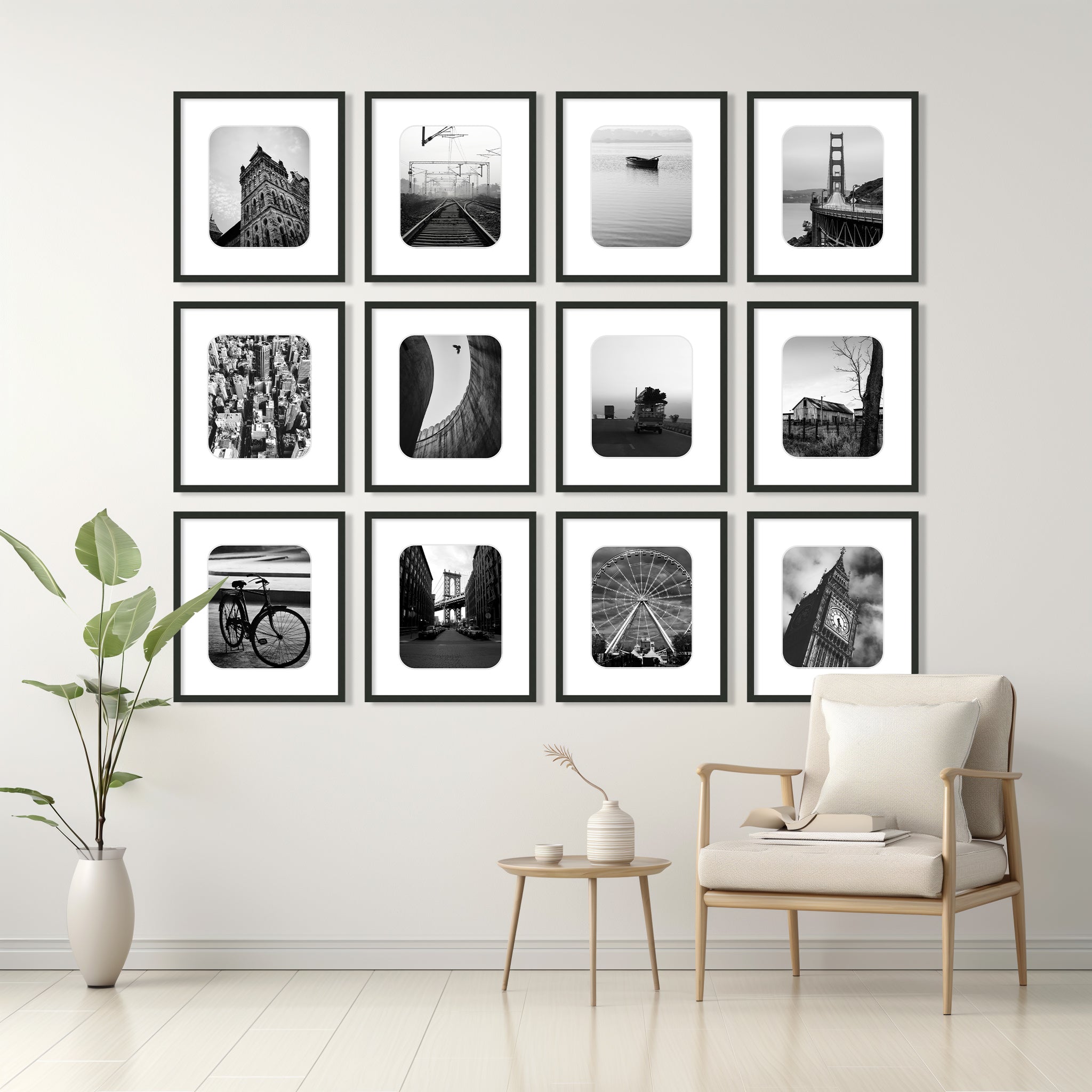 78" x 64" Gallery Wall Metal Frames (Set of 12)