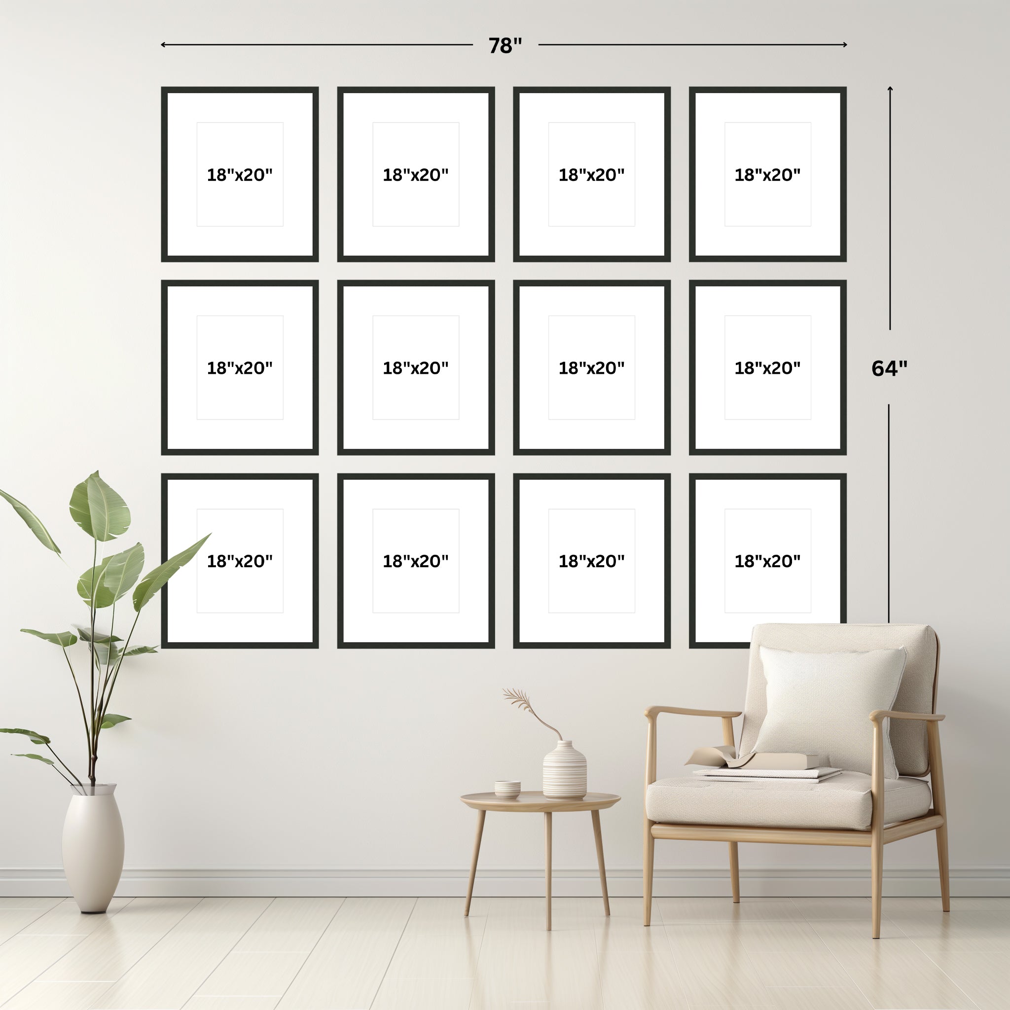 78" x 64" Gallery Wall Metal Frames (Set of 12)