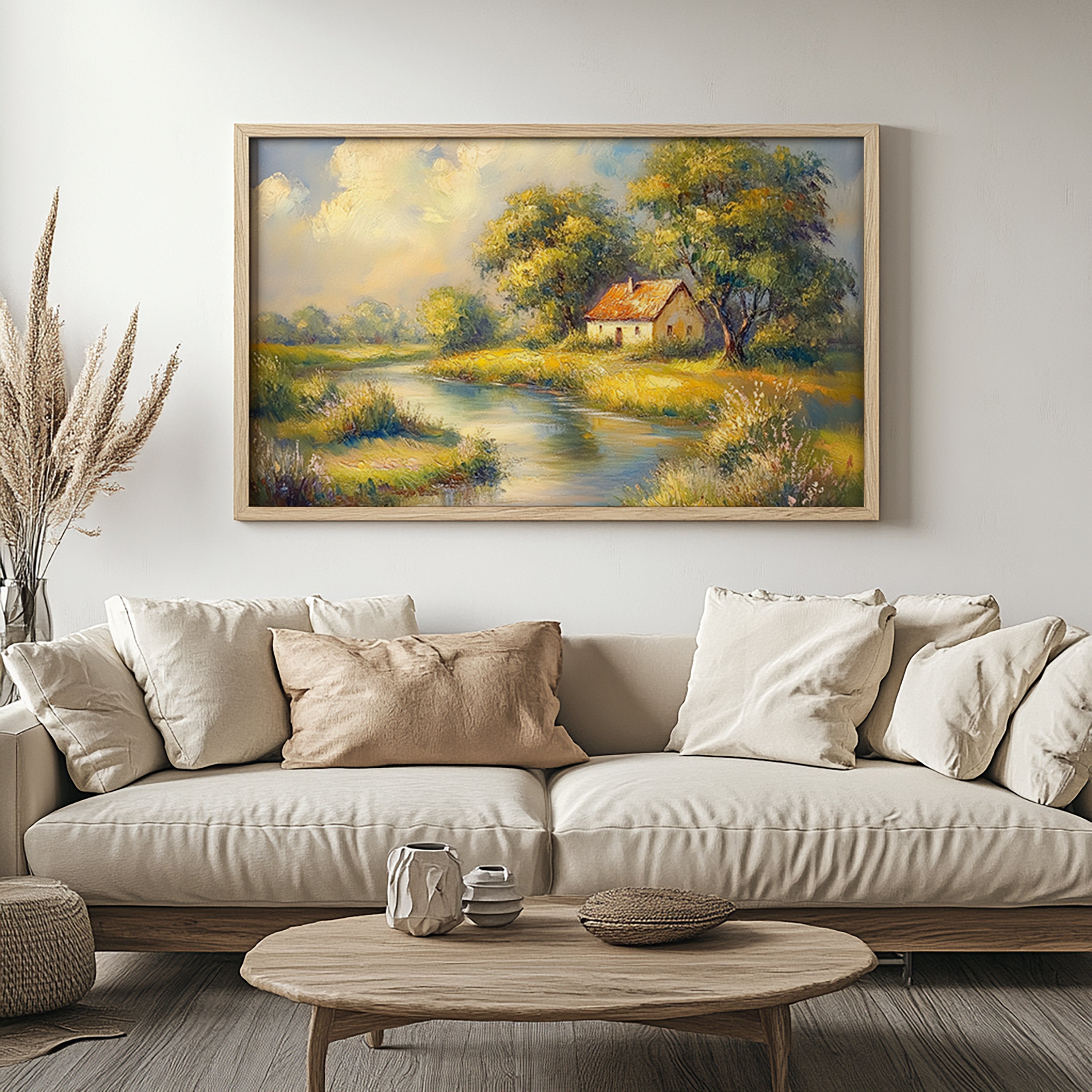 Cottage by the Serene Stream