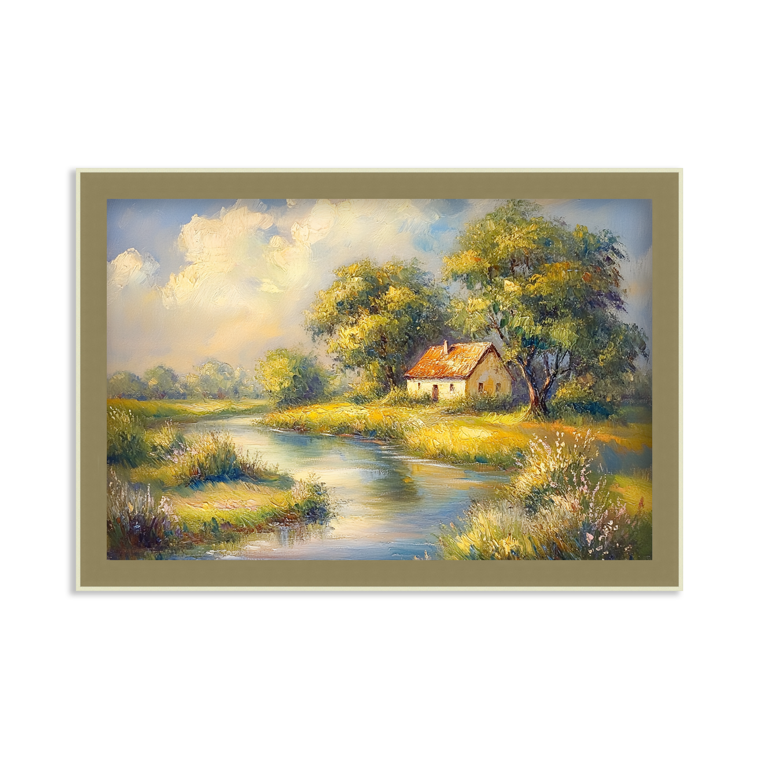 Cottage by the Serene Stream