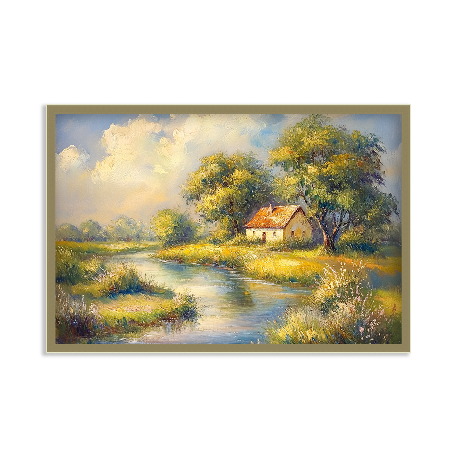 Cottage by the Serene Stream