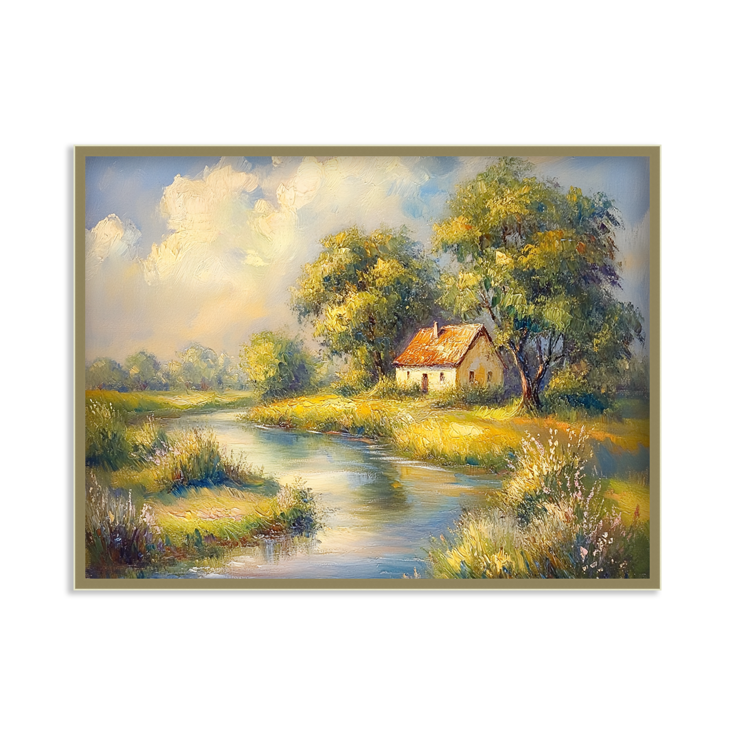 Cottage by the Serene Stream