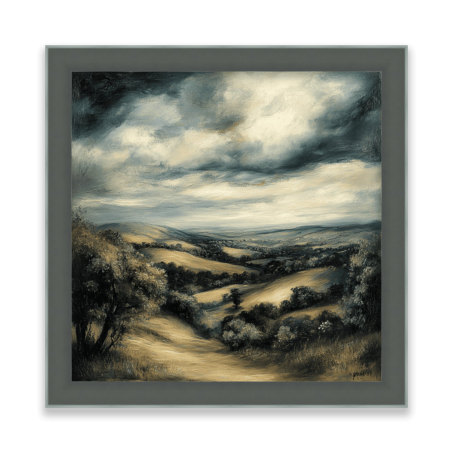 Rolling Hills Under Brooding Skies