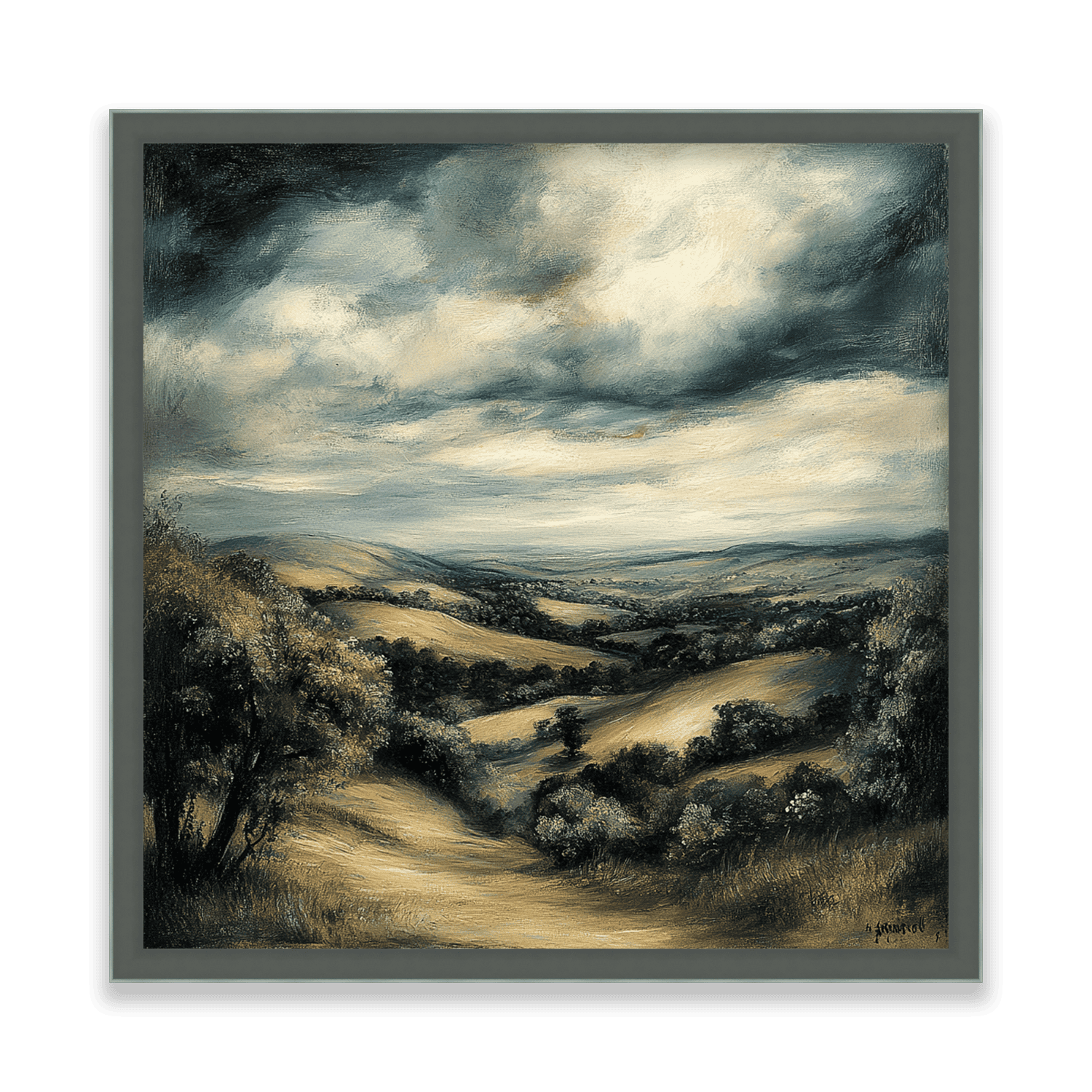 Rolling Hills Under Brooding Skies