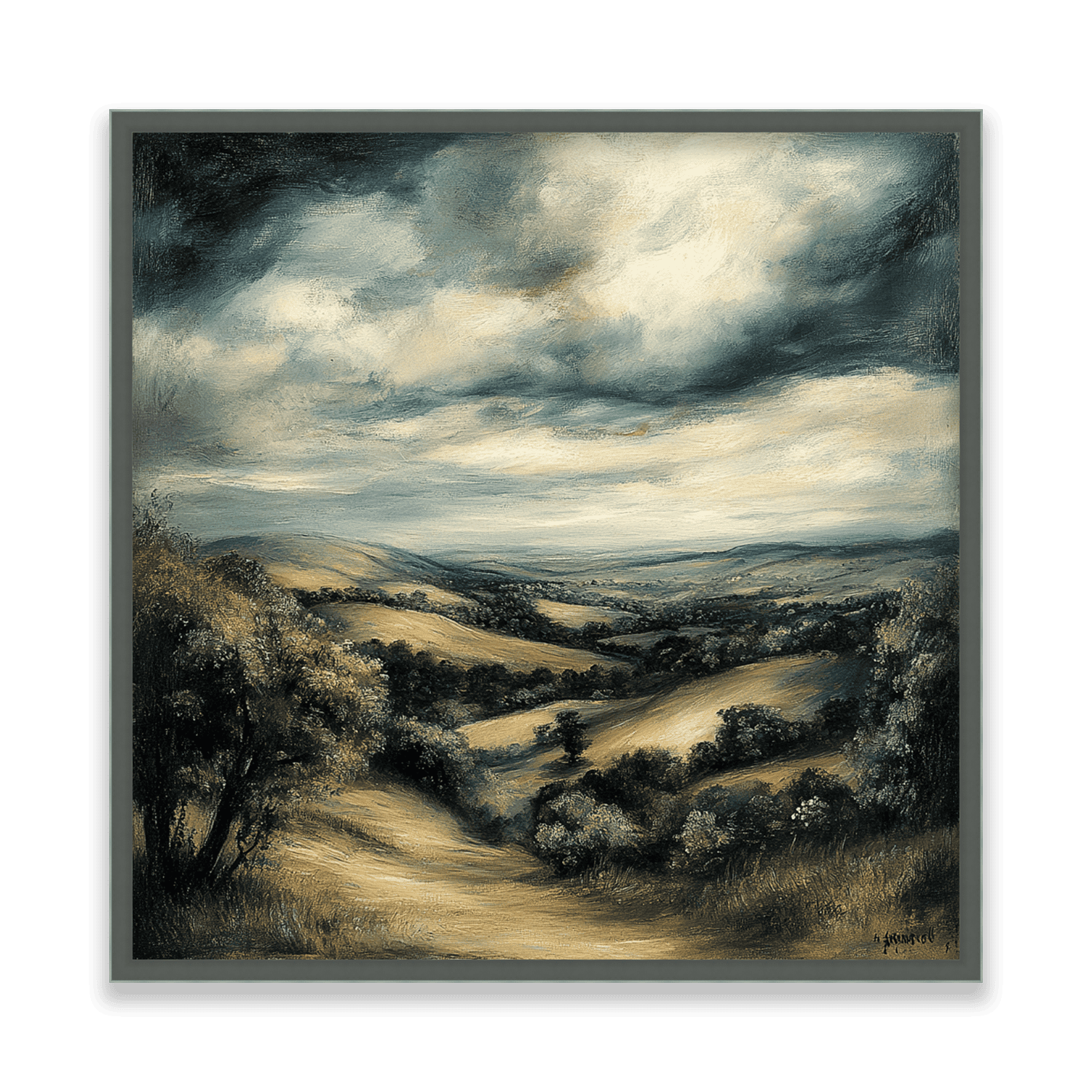 Rolling Hills Under Brooding Skies