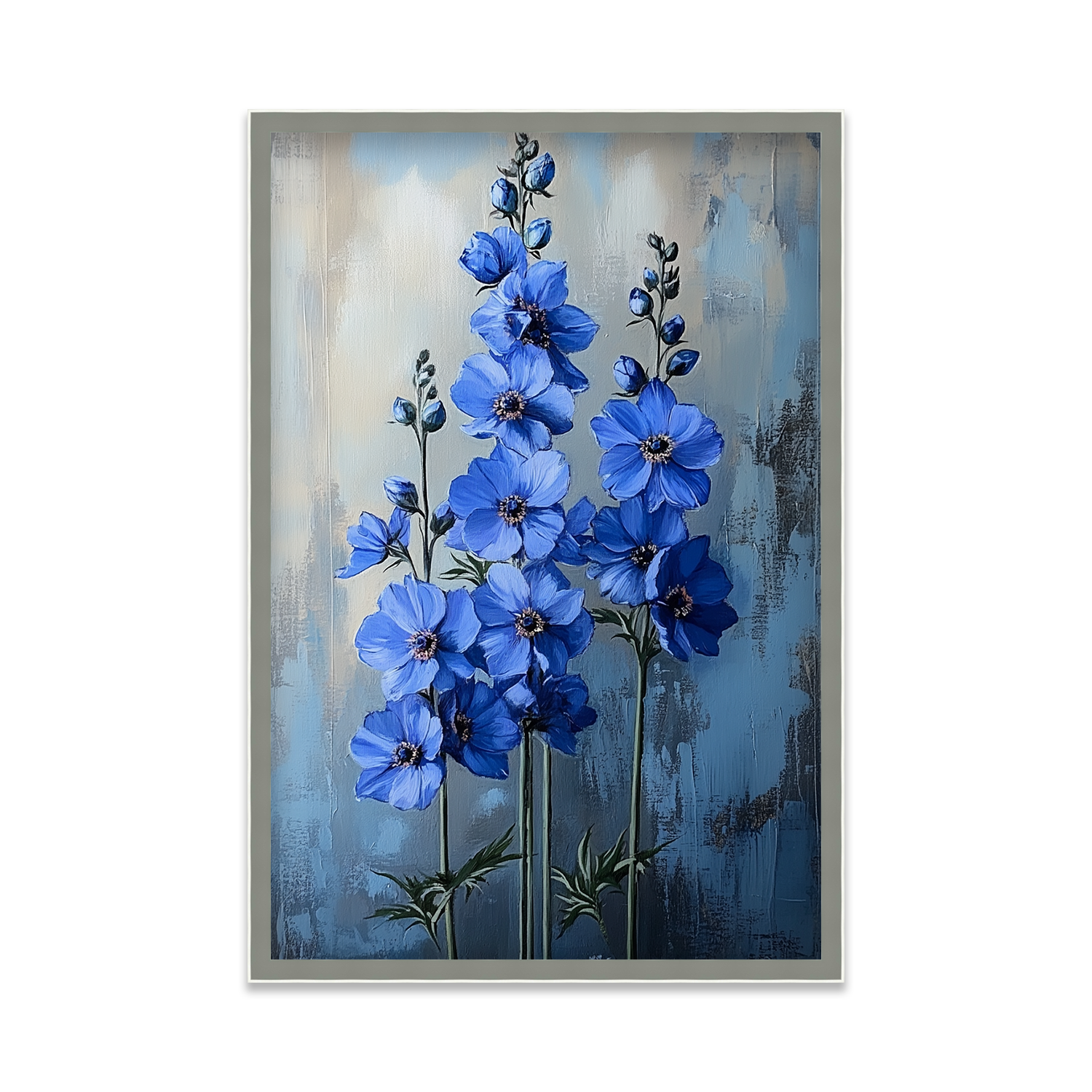 Tall Blue Flowers on Textured Background