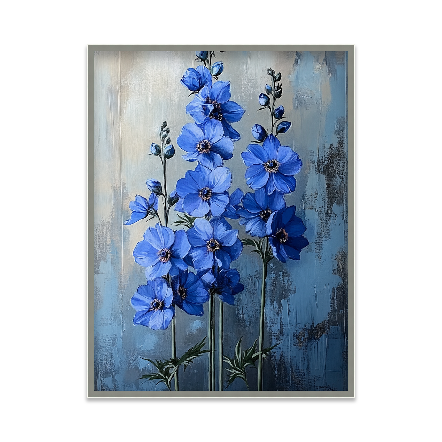 Tall Blue Flowers on Textured Background