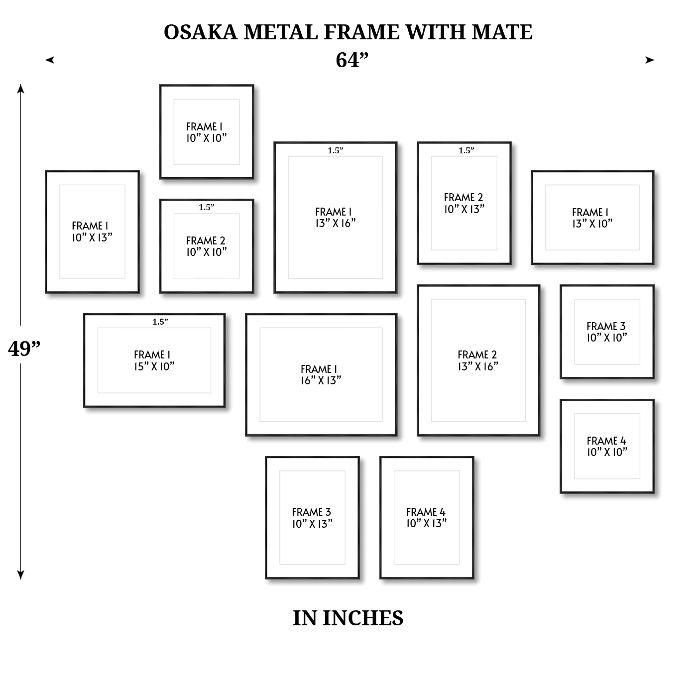 64" x 52" Gallery Wall Metal Frame (Set of 13)