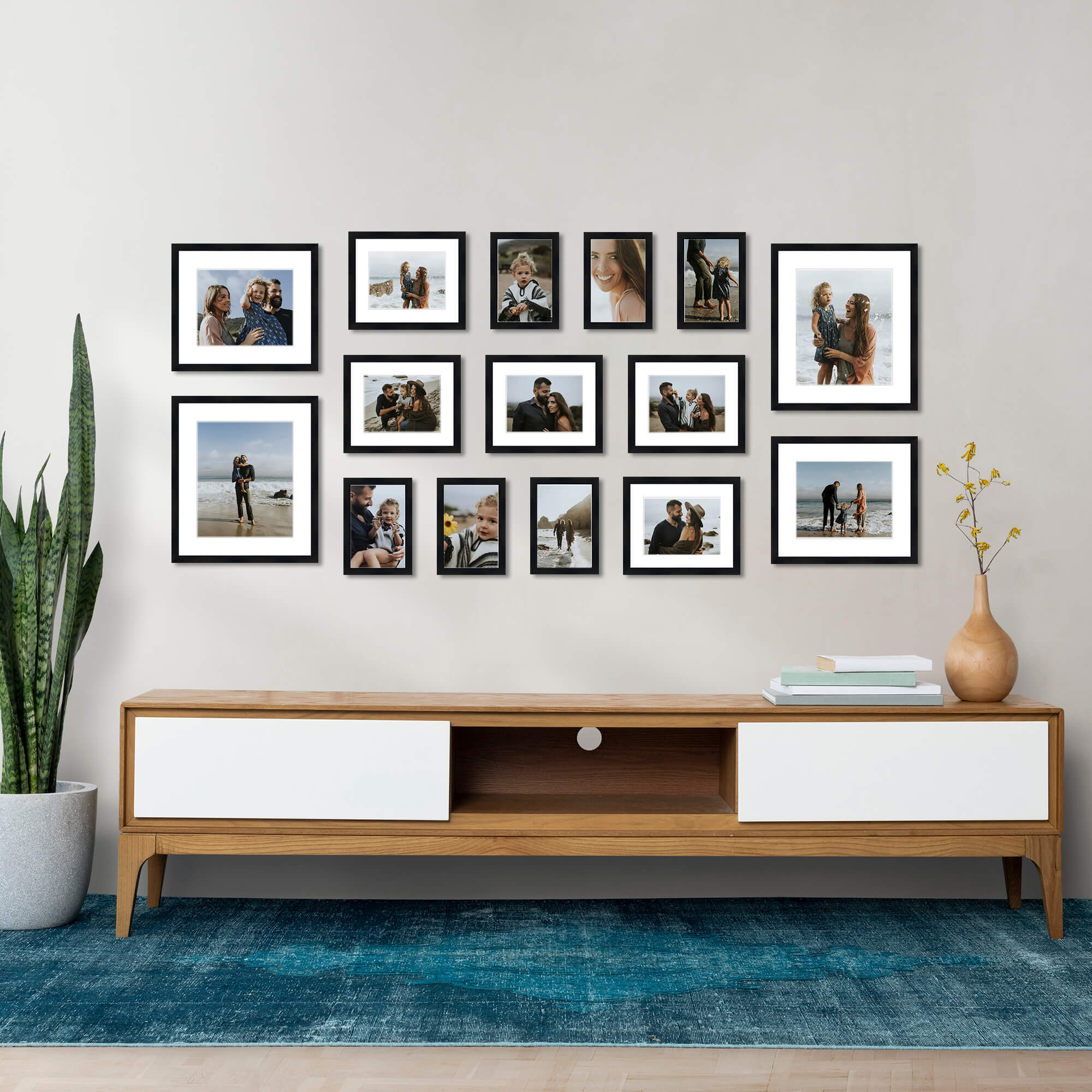 73" x 34" Gallery Wall Wooden Frame (Set of 15)