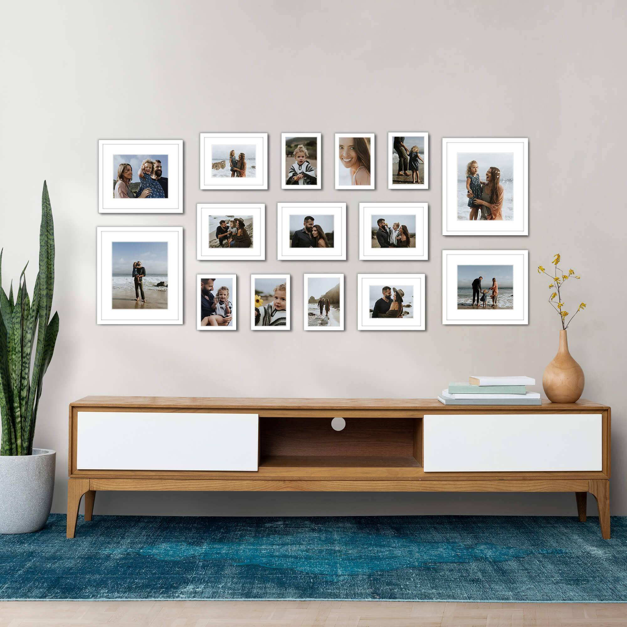 73" x 34" Gallery Wall Wooden Frame (Set of 15)