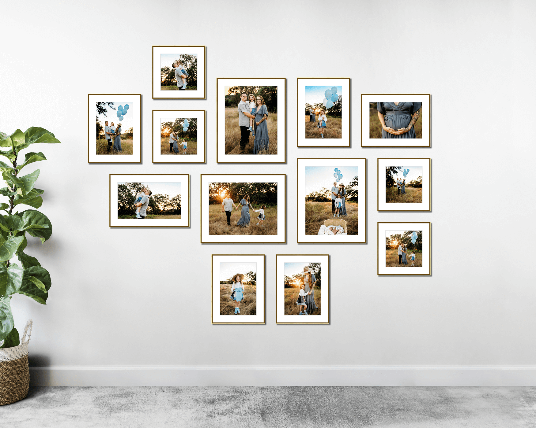 64" x 52" Gallery Wall Metal Frame (Set of 13)