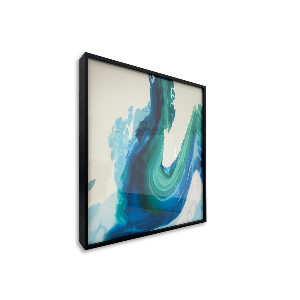 Blue Splash Swirl Art avec cadre en métal noir