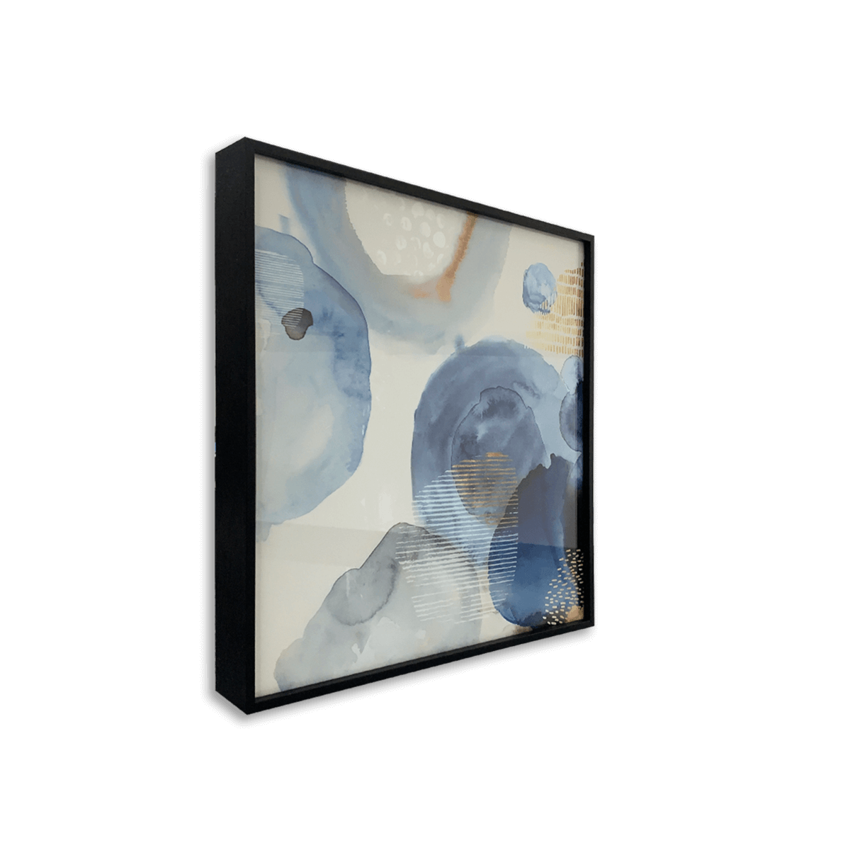 Anneaux aquarelle bleu I &amp; II avec cadre en métal noir