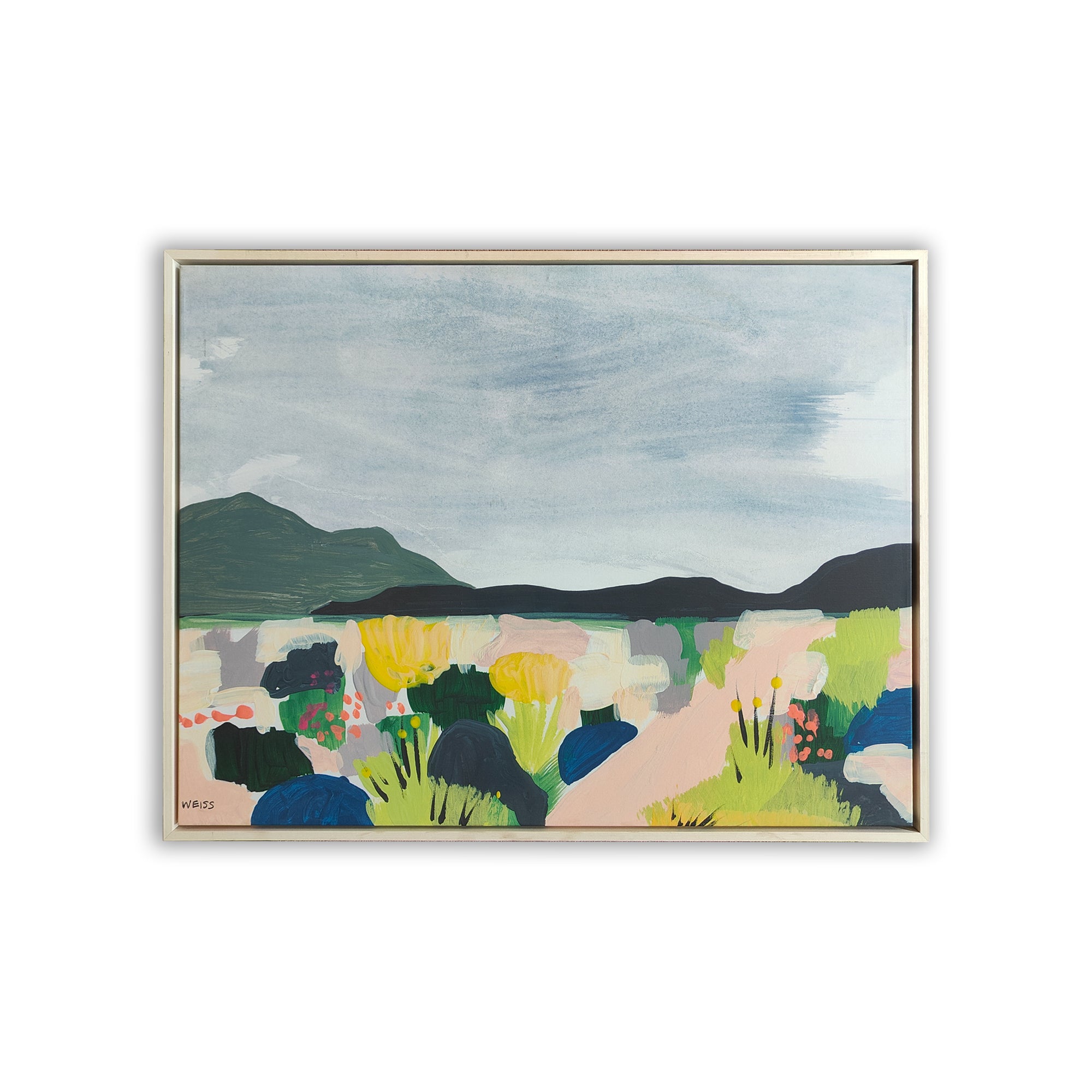 Stupell Industries Wildflower Meadow Scenery Painting Floating Framed Wall Art
