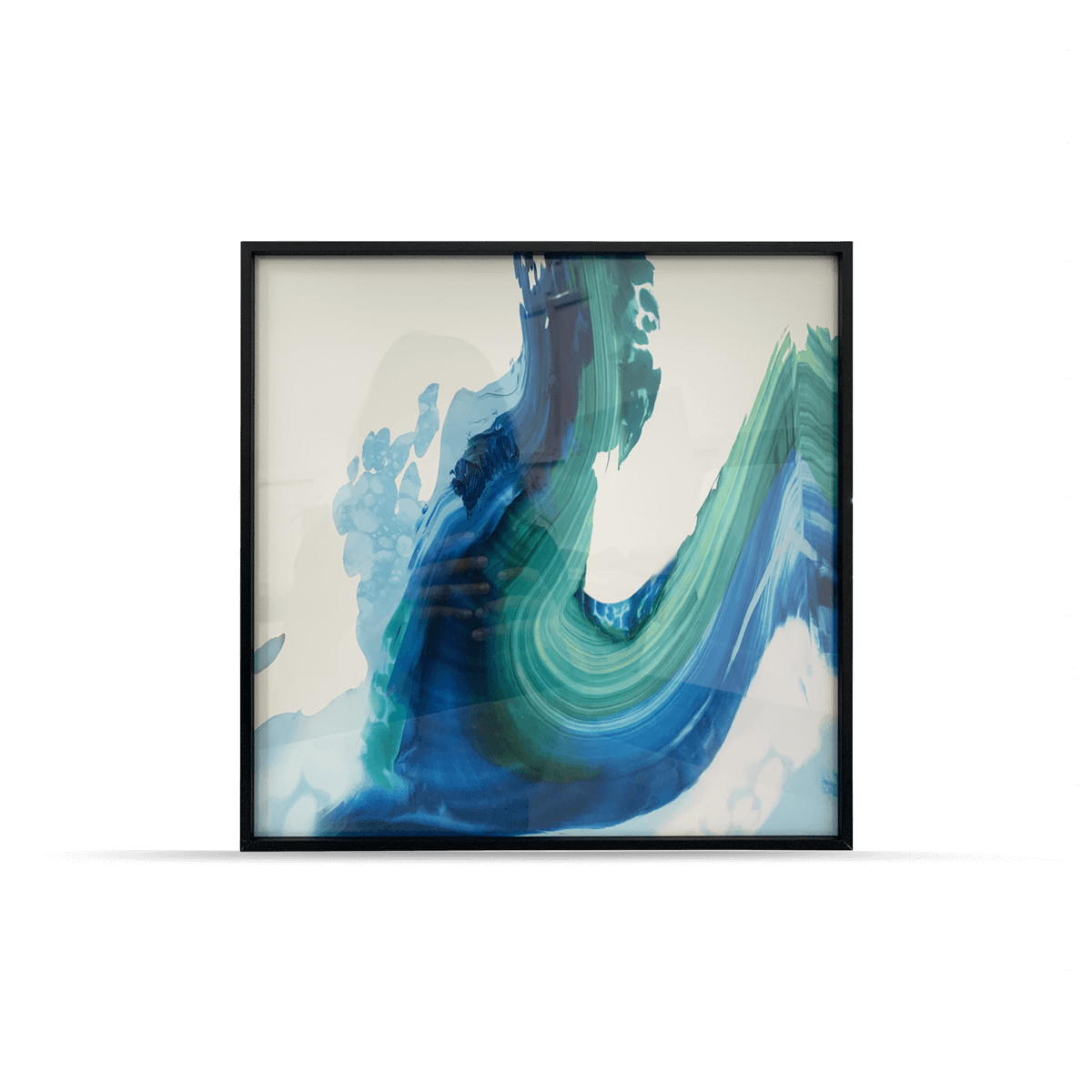 Blue Splash Swirl Art with Black Metal Frame