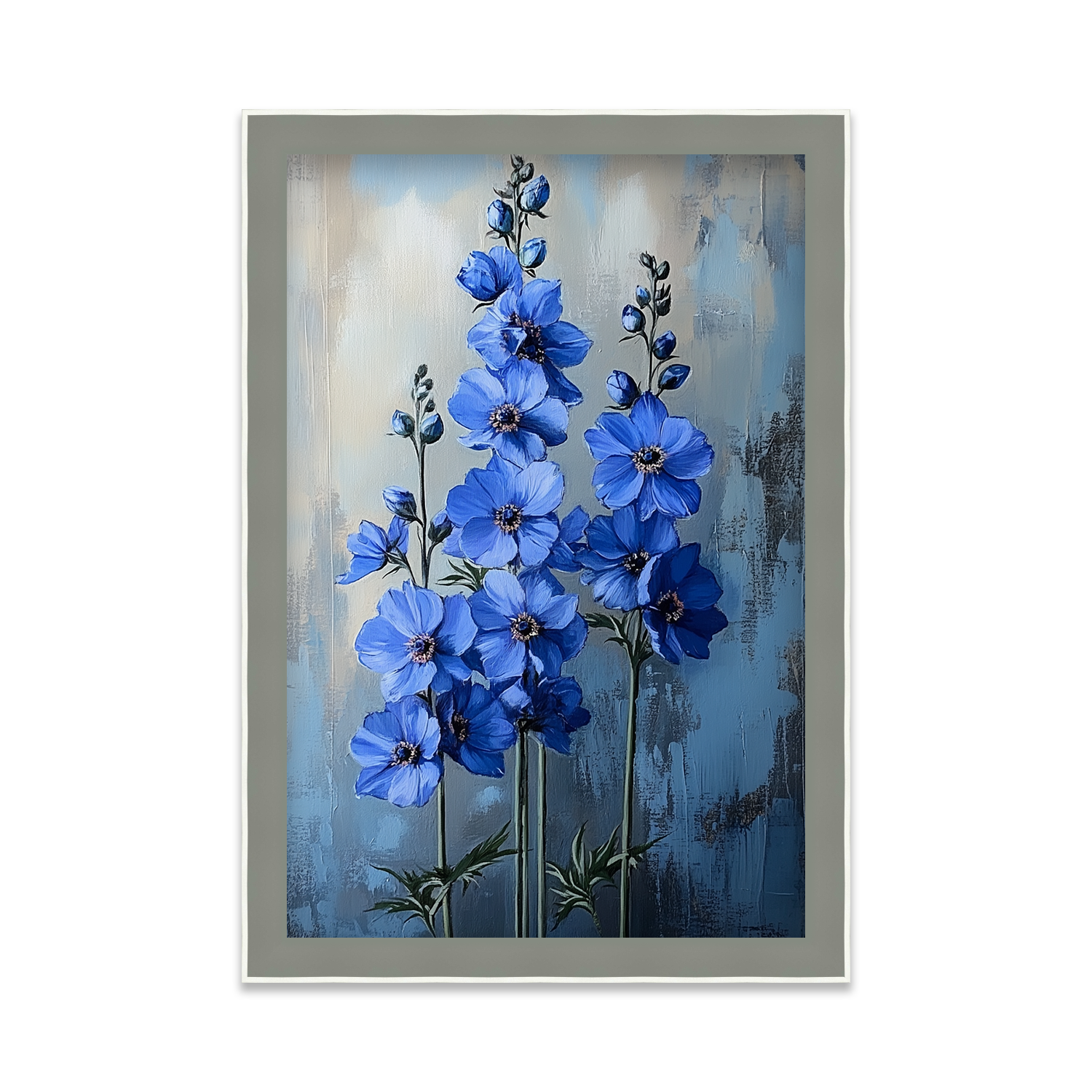 Tall Blue Flowers on Textured Background