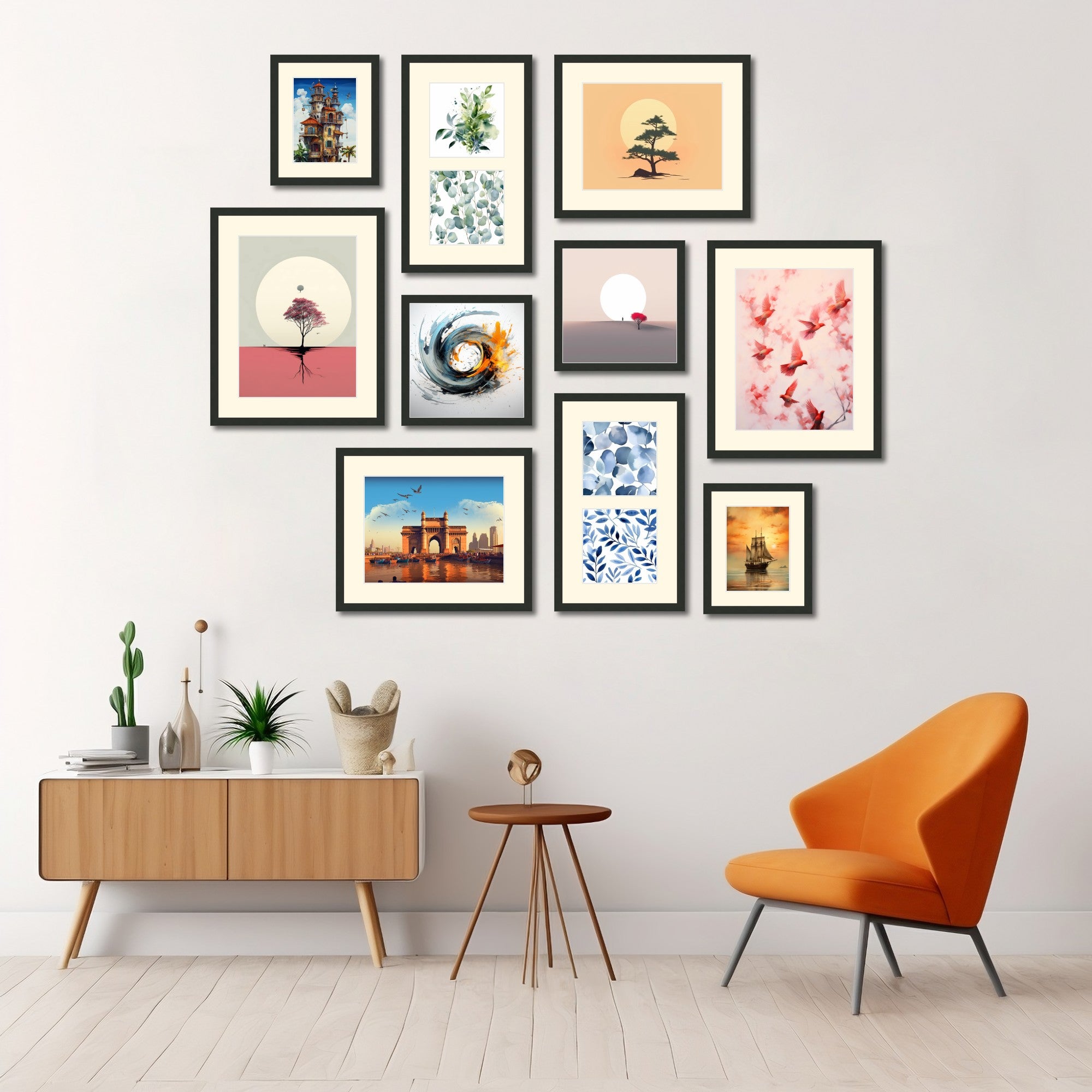 62" x 51" Gallery Wall Wooden Frame (Set of 10)