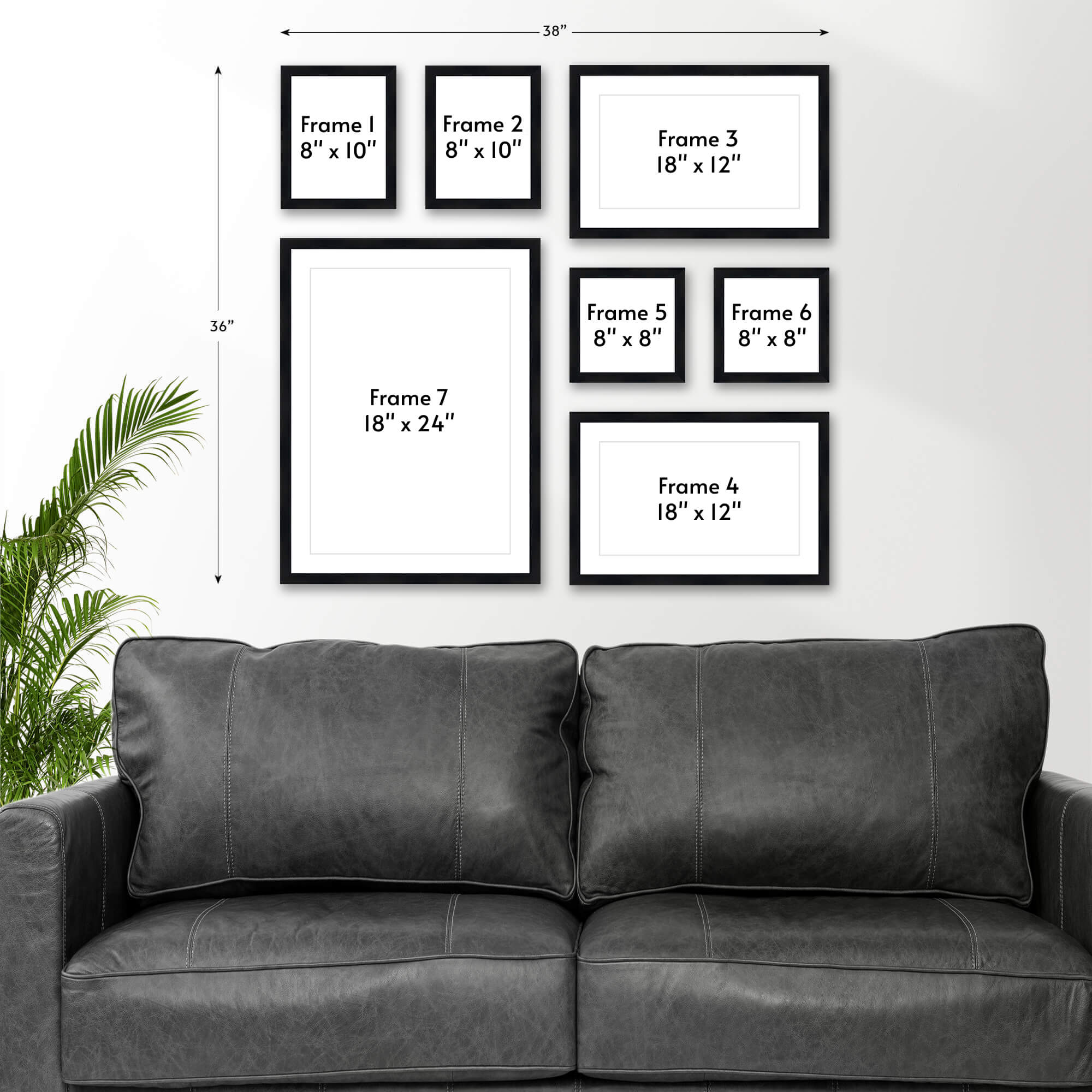 38" x 36" Gallery Wall Wooden Frame (Set of 7)