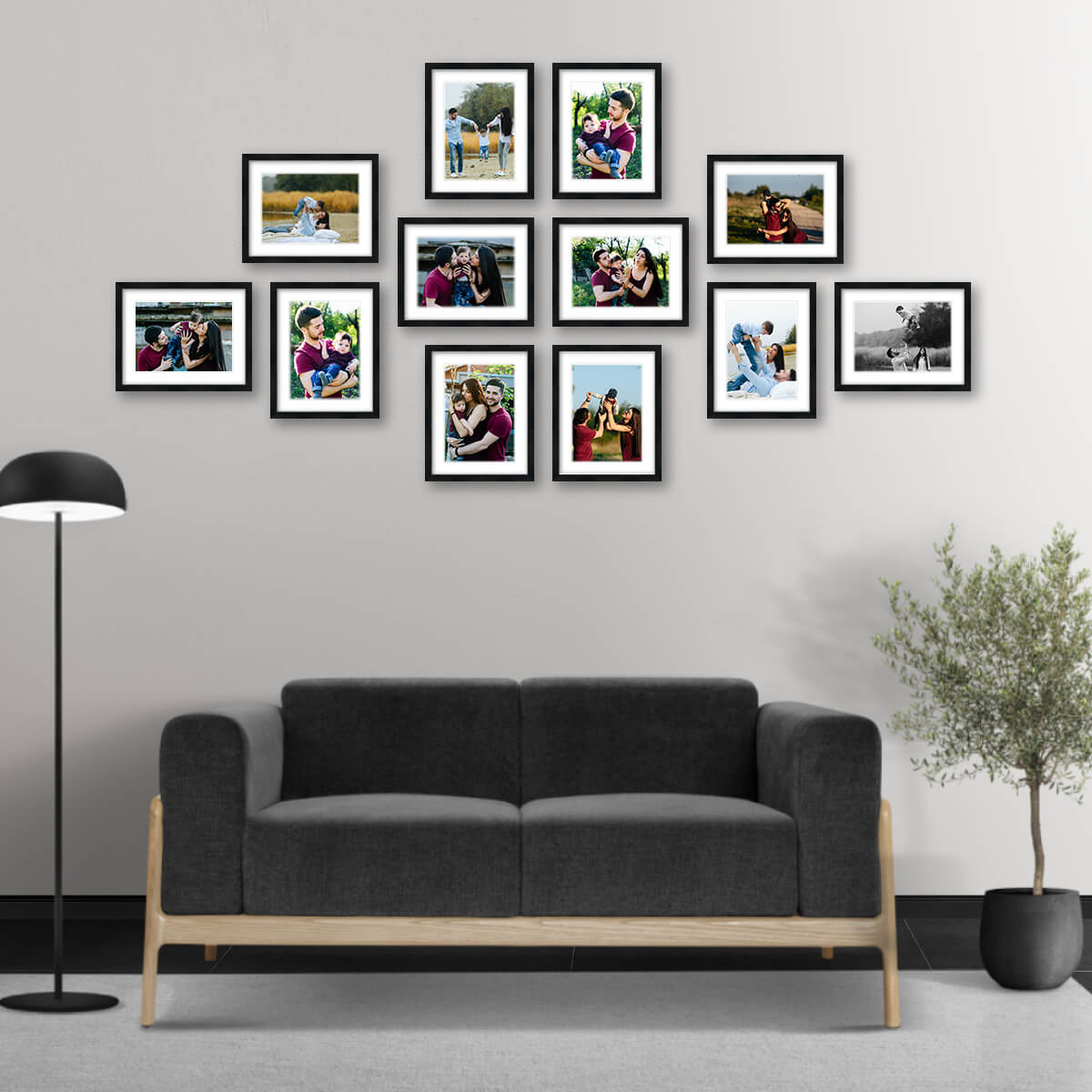 94" x 46" Gallery Wall Wooden Frame (Set of 12)
