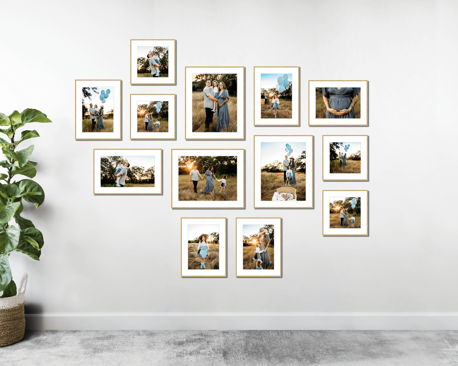 64" x 52" Gallery Wall Metal Frame (Set of 13)